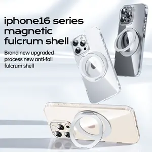 iPhone 16 Series Magnetic Fulcrum Shell Protector Set 5 Pcs Rotatable Built in Holder Magnetic Phone Case Support Magsafe Screen Protectors Privacy Film Lens Camera Protector Back Film Suitable for iPhone 16 16 Plus 16 Pro 16 Pro Max