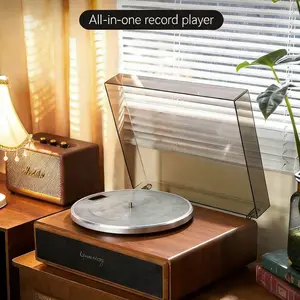 1 BY ONE High Fidelity Belt Drive Turntablewith Built-in Speakers, Vinyl Record Playerwith Magnetic Cartridge, Bluetooth Playbackand Aux-in Functionality, Auto Off