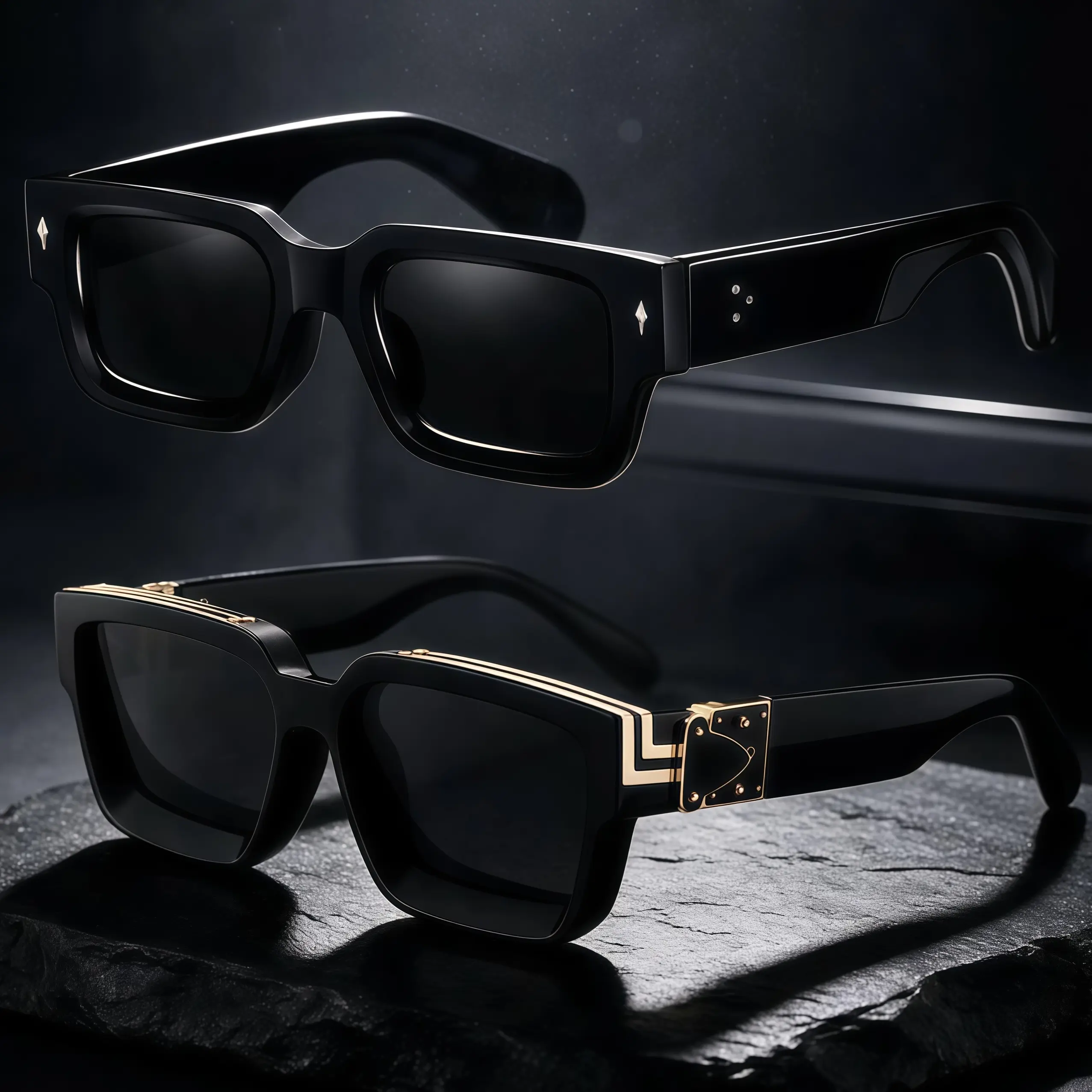 Men's & Women's Vintage Millionaire Square Frame Sunglasses - UV400 Sun Protection Eyewear, Retro Punk Stylish Sunglasses, Streetwear Accessories, Gold Accent Vintage Trendy Shades, Vintage Trendy Sunglasses