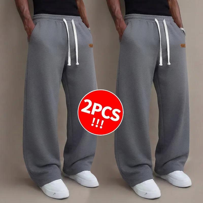 2Pack  Unisex solid color drawstring jogging pants, simple and comfortable, available in 2 and 1 packs