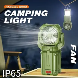 Handheld USB Solar Rechargeable Fan Light, Ip65 Waterproof Portable Hanging, Outdoor Camping Fishing Lighting Fan, Durable Plastic 3C Handheld Fan