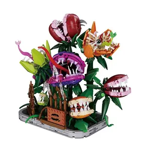 1266 pcs Piranha Plant Potted Plant Building Blocks Set, Building Block Sets, Horror Theme Flower Shop Toy Kit, DIY Potted Plant Ornament, Valentine's Day Gift, Suitable for TV and Movie Fans