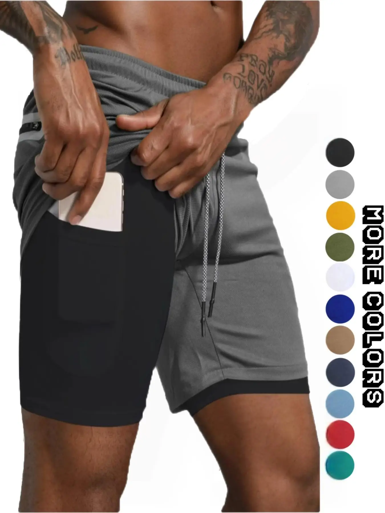 Men's Regular Fit Pocket Drawstring Waist Shorts, Casual Athletic Elastic Waist Track Shorts for Gym Workout Running, Summer Men's Bottoms
