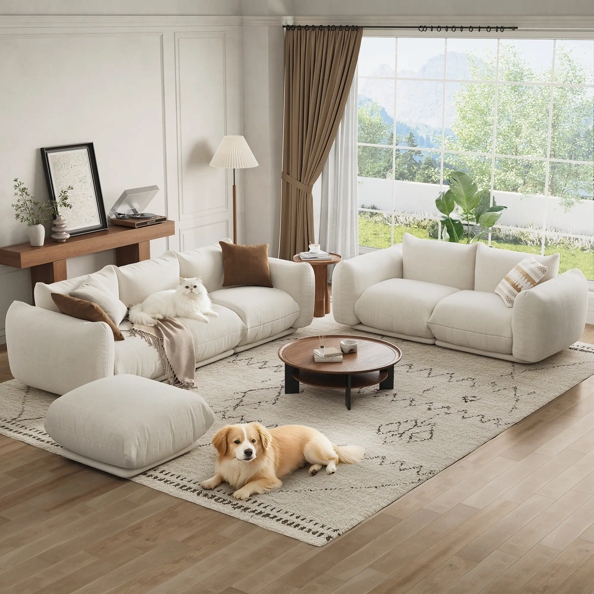 Summervibes Flash sale home items Cloud-Inspired Chenille Fabric Loveseat Sofa - 75 Inch Deep Seat, Modular 2-Seater Couch for Small Living Room, Bedroom, or Office - Thick Cushion, Sturdy-colored Wood Frame, Easy Assembly - Green or White