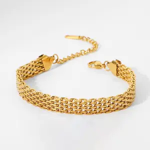 Ladies' herringbone weave adjustable bracelet, personalized stainless steel Cuban bracelet, ladies' summer bracelet