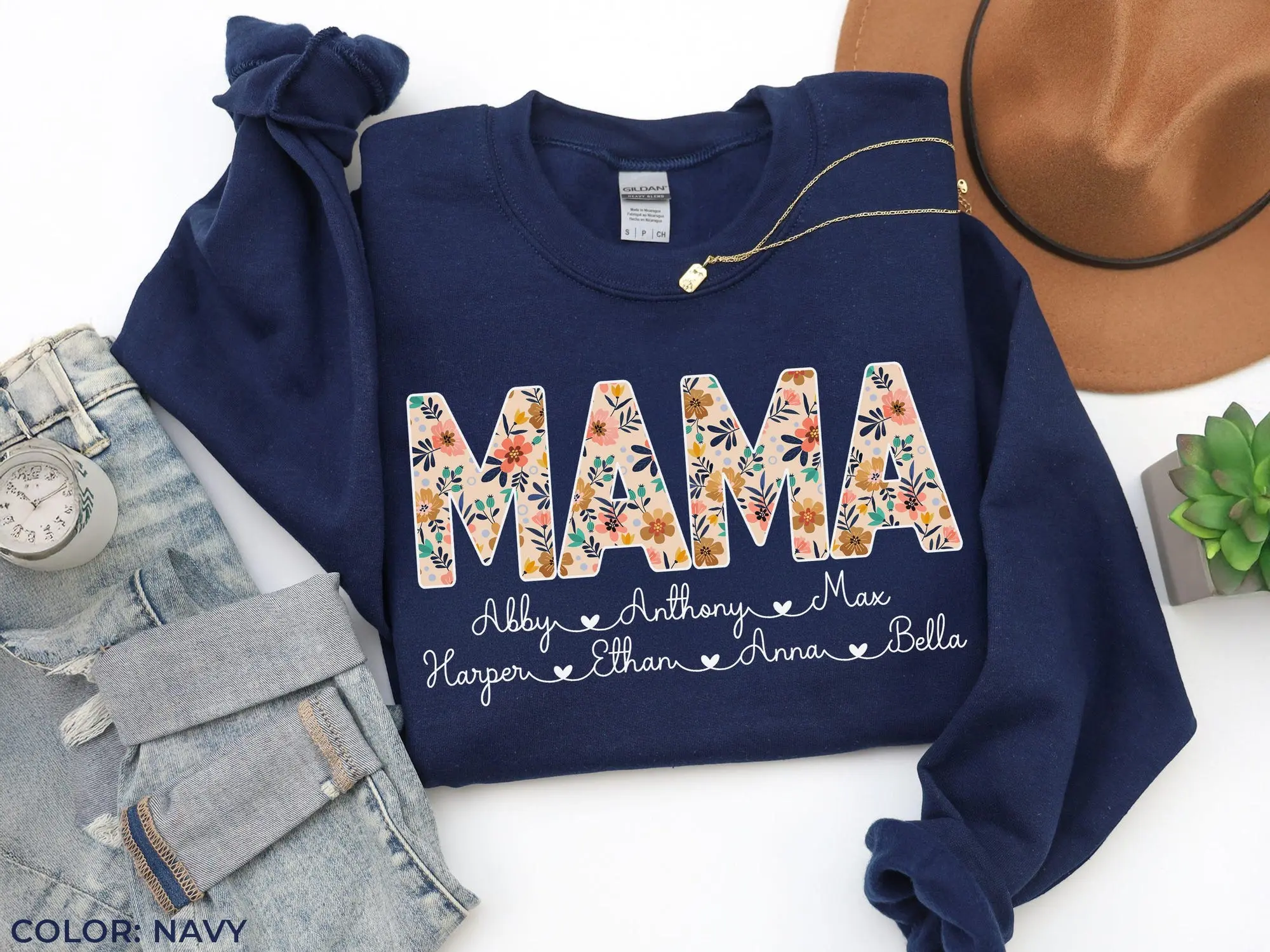 Personalized Mama Shirt Floral Mama Shirt with Children Names Mama Tee Custom Mama Gift for Mama Mother’s Day Gift Grandma Shirt