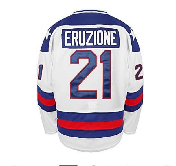 1980 Team USA Hockey Jerseys 30 Jim Craig 21 Mike Eruzione 17 Jack O'Callahan 1980 Year Miracle USA Vintage Hockey Jersey White Blue S-3XL
