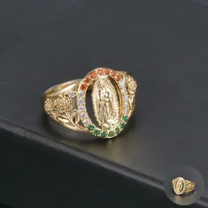 Mexican jewelry gold plated tricolor mother of pearl ring for women