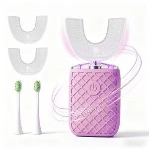 Adult Sonic Automatic Electric Toothbrush, 360° Oral Cleaning Stain Whitening, IPX7 Waterproof Rechargeable, u-Shape Brush Head*3+Straight Handle Brush Head*2, Suitable for Travel or Home Use outdoorfun