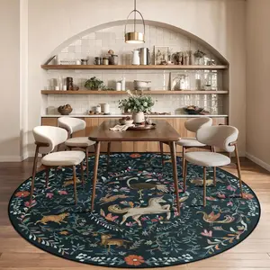 Round Rug, 1 Count Colorful Unicorn Pattern Non-slip Soft Floor Mat, Washable Comfortable Carpet for Home Living Room Bedroom, Boho Area Rug