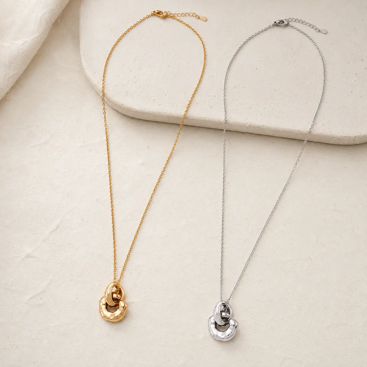 Interlocking Sterling Silver Pendant Necklace