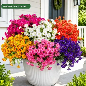 Lifelike Morning Glory Artificial Flowers for Outdoor Decor, 16 Bundles UV Resistant Faux Silk Flower Bouquets for Front Porch, Patio Planter, Garden, Wedding & Home Decoration
