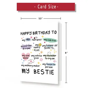 Funny Birthday Card for Women Sister, Happy Bday Gifts for Bestie, Bestie Birthday  Card, Friendship Birthday Card, Best Friend Birthday Card ,Happy Greeting Card for Niece, Blank Inside, Birthday Wishes Card, Heavyweight Paper