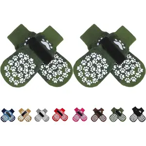 Non-Slip Dog Socks, Prevent Paw Licking, Suitable for Hot Pavement Shoes, Suitable for Small Dogs, Medium Dogs, Large Dogs, and Senior Dogs, Non-Slip Boots and Paw Protection Boots, Suitable for Hardwood Floors, Military Green