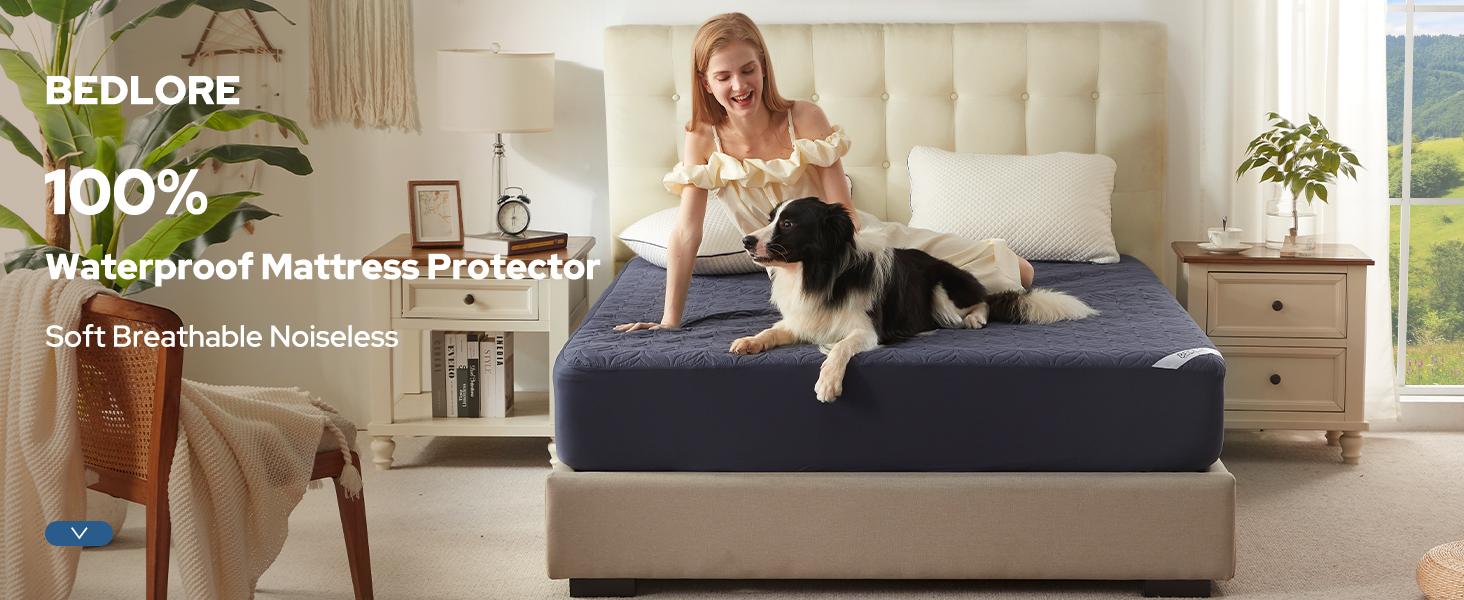 【BEDLORE】Big Copper Coin Pattern Waterproof Mattress Cover with Fitted Sheet, Soft & Breathable Non-Slip Design, Deep Pocket Fit for Bedroom & Home Use