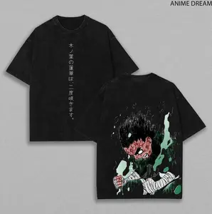 Rock Lee - Naruto Anime Double Printed Vintage Washed Tee Unisex Oversize Anime Manga Washed Heavyweight Cotton T-shirt, Gift For Anime Fan, Anime Lover