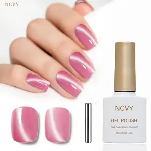 NCVY pink Cat Eye Magnetic Gel Nail Polish, 10ml bottle with magnetic tool, Magnetic Attraction, long-lasting formula with LED curing, salon quality, perfect for DIY, ideal gift for Valentine's Day and spring/summer, safe formula free of HEMA