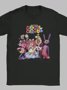 Amazing Digital Circus Graphic Tee | Cartoon Character Print T-Shirt for Men & Women | Trendy Casual Short Sleeve Streetwear Top | Fun Daily Outfit