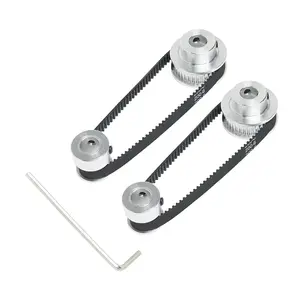 2PCS Set 2GT Aluminum Timing Pulley 20&36 Teeth 8mm Bore Synchronous Wheel with 2PCS Length 200mm Width 6mm Belt (20-36T-8B-6)
