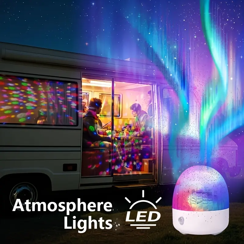 1pc Large Aurora Light Projector, 2 In 1 LED Northern Lights And Water Ripple Night Light, Touch Control, Dynamic Rotation, Suitable For Bedroom/game Room/home Theater/birthday Party, Bedroom Mood Audio