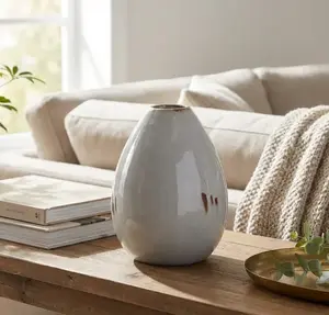 Gray Ceramic Teardrop Vase