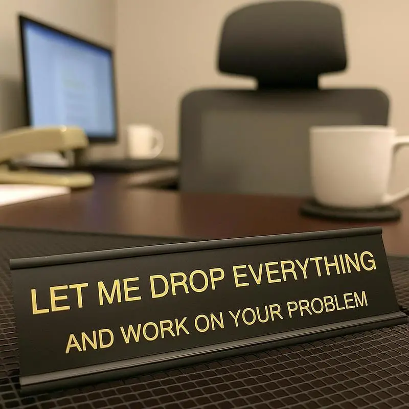 Let Me Drop Everything and Work On Your Problem -funny office decor sign Office Desk Essentials