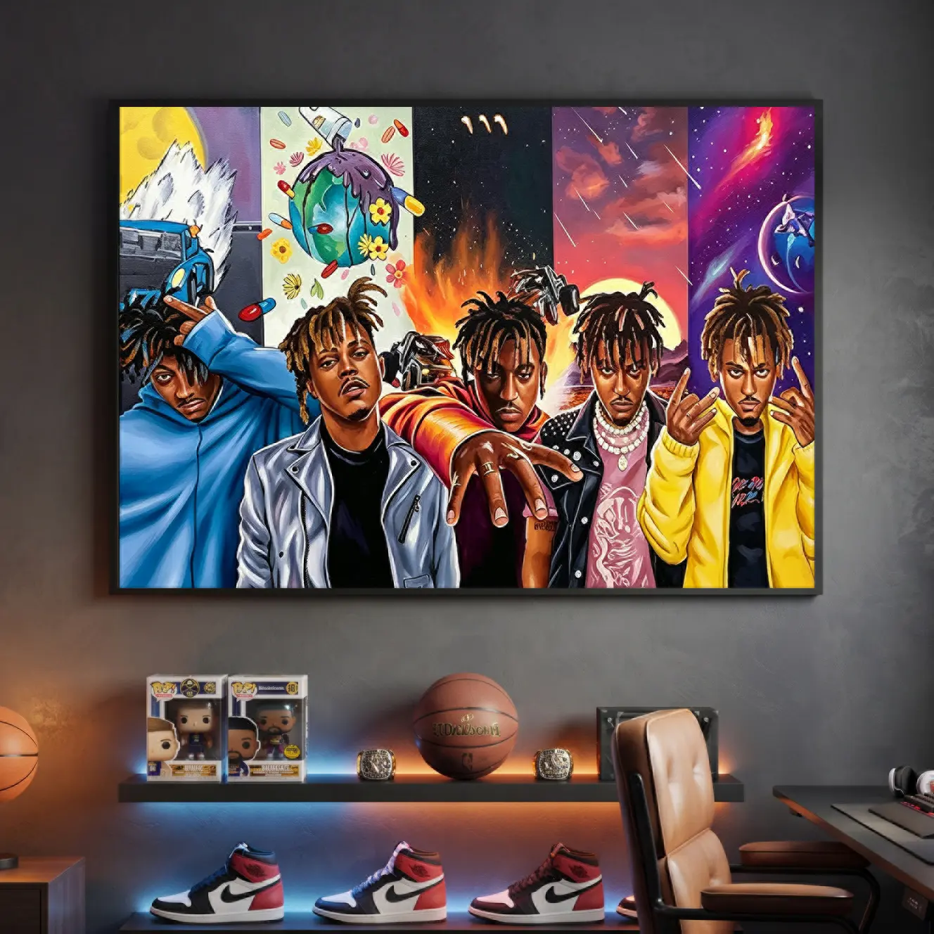 Minimalist Framed Rap Music Album Cover Posters Set - Acrylic Glass Typography Wall Art Prints for Bedroom, Studio Room Decorations