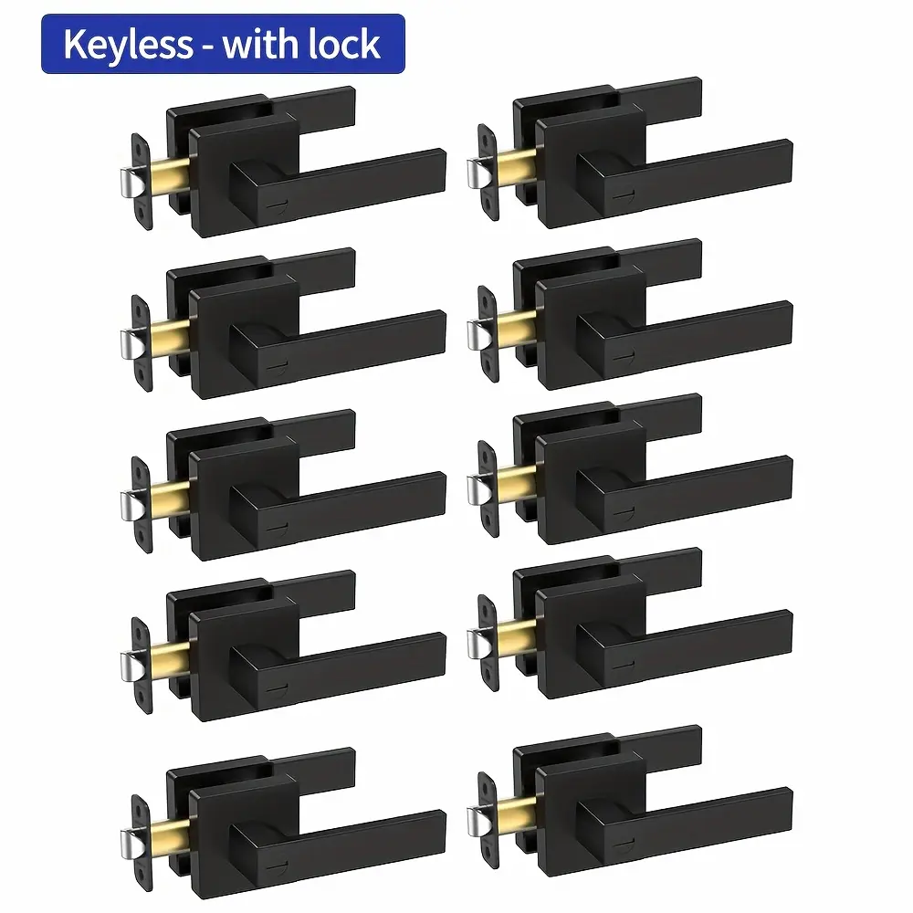 Sturdy Matte Black Door Levers for Privacy, Interior Handles for Bedrooms And Bathrooms, Robust Square Door Locks