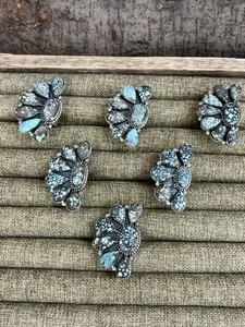 Handmade Sterling Silver Starfox Variscite Adjustable Half Cluster Ring Signed Nizhoni