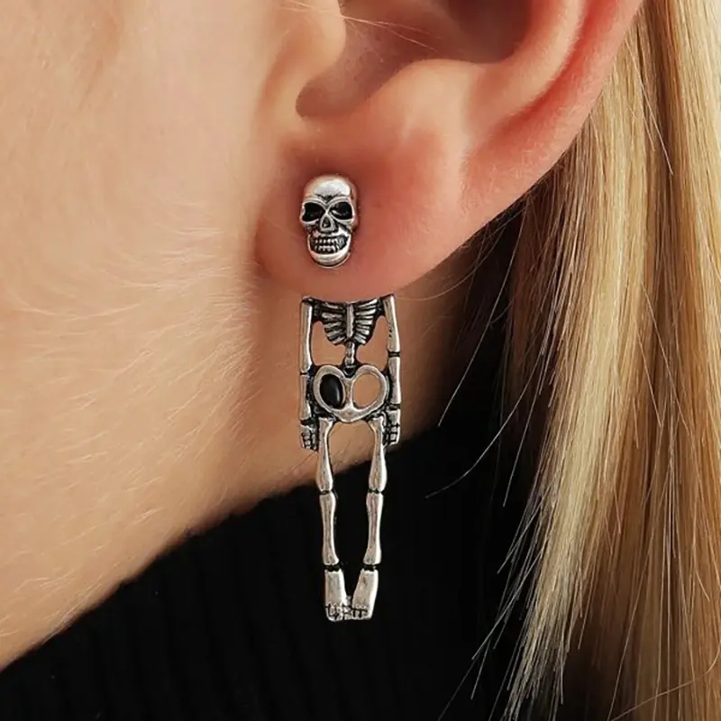 Halloween Ear Jewelry Skull Earrings Retro Skeleton Removable Earrings Ghost Couple Gift
