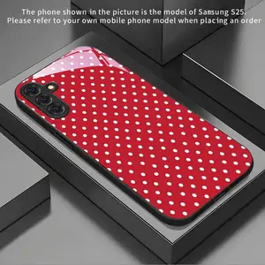 Red Background with White Dots Pattern New Black Phone Case Tempered Glass for Samsung Galaxy S26 S25 S24 S23 S22Pro S21 S20 Fe Plus Ultra Pro A56 A55 A54 A53 A52 A51 A36 A35 A34 A32 A26 A25 A24 A23 A16 A15 A14 A06 A05 A03s