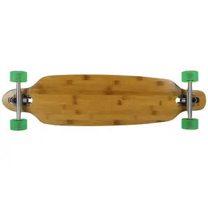 Moose Longboard Bamboo Bottom Drop Through with Green Bigfoot Wheels