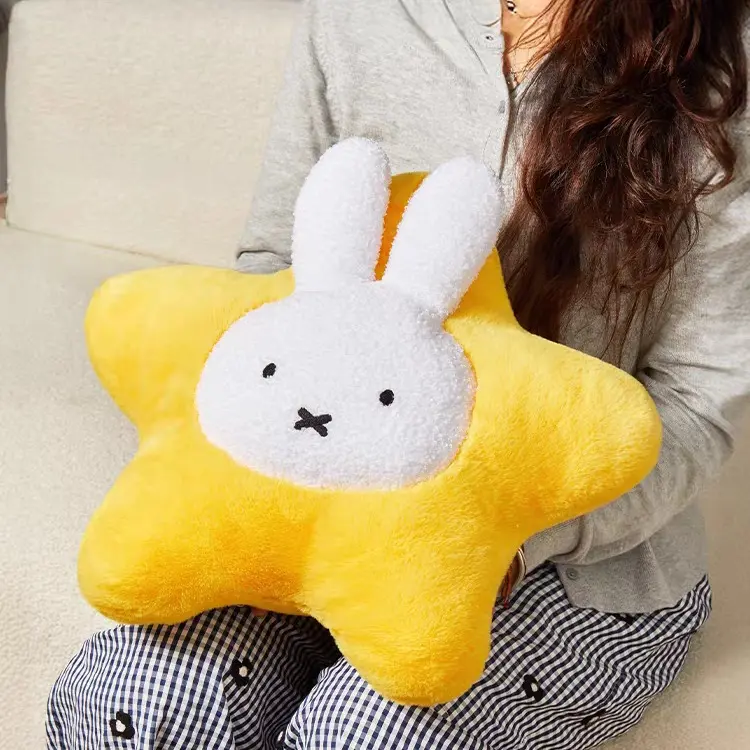 MINISO Miffy Series Star Cushion – Soft Plush Boris Toy, Cute Home Sofa/Car Lumbar Pillow, Adorable Decorative Throw Pillow for Bedrooms & Vehicle Seats, Perfect Christmas Gift