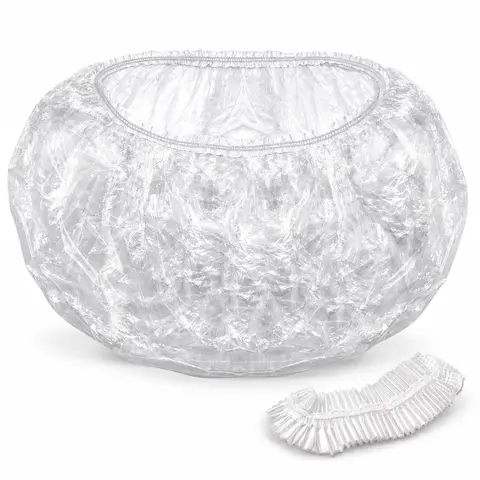 TP Plastic Clear Disposable Pedicure Spa Liners, 100 Count, 48 x 48 in, Elastic Rim Foot Bath Covers for Nail Salons