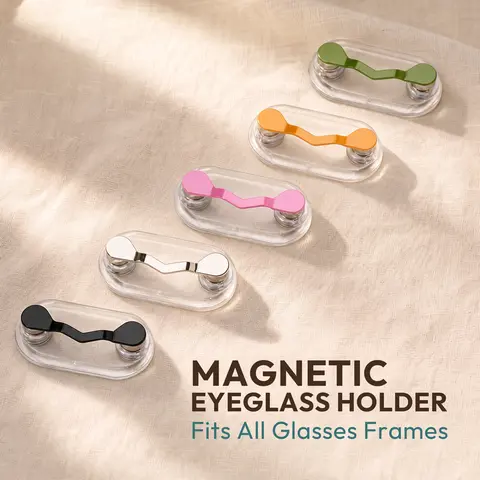 ZENOTTIC Magnetic Clip Eye Glasses Holder - Strong-Hold Multimagnets Solid Plain Portable Hanger for Shirt Collar, Badge Name Tag Retainer Accessory for Everyday Use