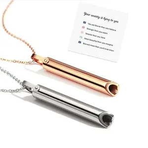 Breathing Whistle Necklace for Anxiety & Stress Relief, Relaxation Meditation Calming Mindful Breathing, Great Gift for Women