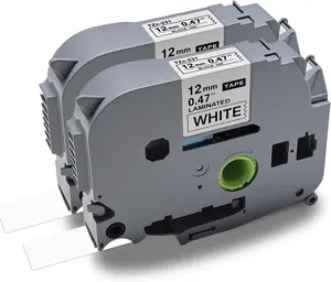 Replace for BroLabel Tape TZ Tape 12mm 0.47 Inch Laminated White TZe-231 TZC-231 Compatible with BrotherLabel Maker PT-D400 PT-D210 PT-D220 PT-H110 2Pack