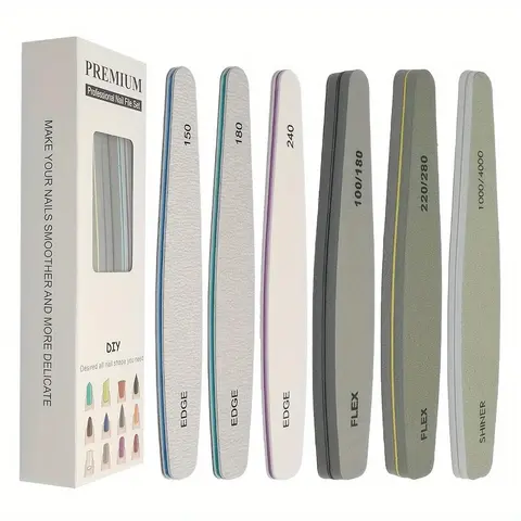 Double-sided Nail File, 6 Counts/set Nail Polishing Tool, Professional Manicure & Pedicure Tool for Home & Salon Use, DIY Manicure