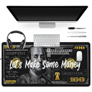 Extra Large Black and Gold Money Themed Mouse Pad Let's Make Some Money Gaming Mouse Pad 35x16 Inch Computer Keyboard Mousepad Suitable for Families, Offices and Schools. Perfect Gift for Family Members and Friends