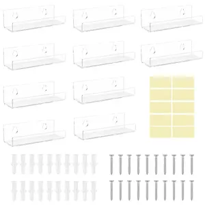 10Counts Vinyl Record Wall Mount 4 Inches Acrylic Album Record Holder Invisible Vinyl Record Holder Floating Record Display Shelf for Vinyl Record Magazine Book Storage