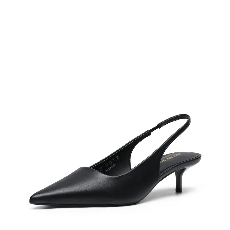 Dream Pairs Women's Pointed-Toe Ankle Slingback Pumps - 1.77 Inches Low-Heel Polyurethane Dress Shoes with Adjustable Strap, Classy Heels for Business Office, Women's Shoes