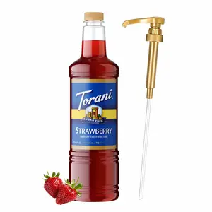 Torani Sugar Free Strawberry Syrup 1 Liter Bottle with Pump - Zero Calorie Keto-Friendly Drink Flavoring for Coffee, Mocktails, Sodas & Desserts - No Sugar, Low Carb Beverage Enhancer