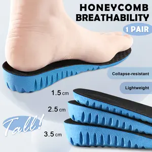AILAKA Honeycomb Shock-Absorbing Height Boosters Insoles for Men & Women, 1.5-3.5 cm Invisible Full-Length Comfort Inserts for Sports & Daily Footwear