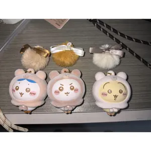 chikawas Fuzzy Plush Keychain with Animal Hood, Cute Pom-Pom Decor for Bags, Adorable Spring Collection Pendant