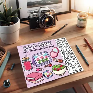 1PC Girl's Healing Coloring Book, gentle ins style, dessert, lipstick, and plant patterns, portable standard size, suitable for home relaxation, stress relief, birthday parties, a coloring book exclusively for girls, adult coloring book