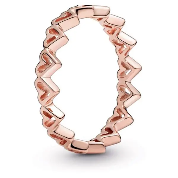 Pandora Rose Freehand Hearts Ring 188696C00-60, Contemporary, Hand-Finished, Stack With Other Rings, Unisex, Adults