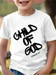 Kids' Christian "Child of God" T-Shirt with Psalm 23 - & Verse Top, Religious Faith Clothing, Casual Church Outfits, Machine Washable Christian Apparel for