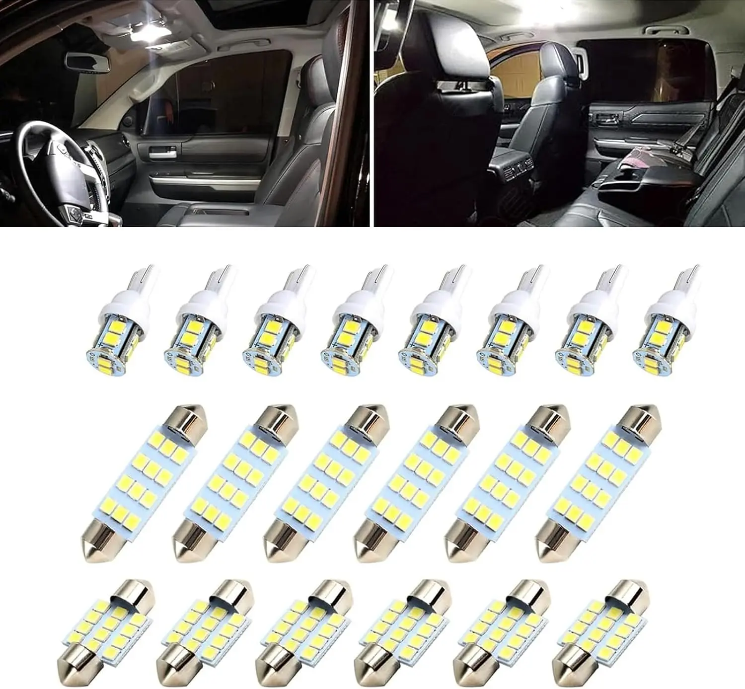 20PCS Car LED Interior Light Kit, T10 W5W & Festoon LED Bulbs for Dome Map Trunk License Plate Lights, Bright White Automotive Interior Replacement Bulb Set