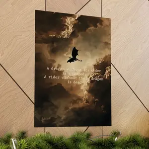Fourth Wing Dragon Poster Print - Bordered Artistic Fantasy Paper Poster, Unframed Multi-Size Dragon Rider Wall Art, Bookish Home Decor for Wall Display, Shipped in a Tube