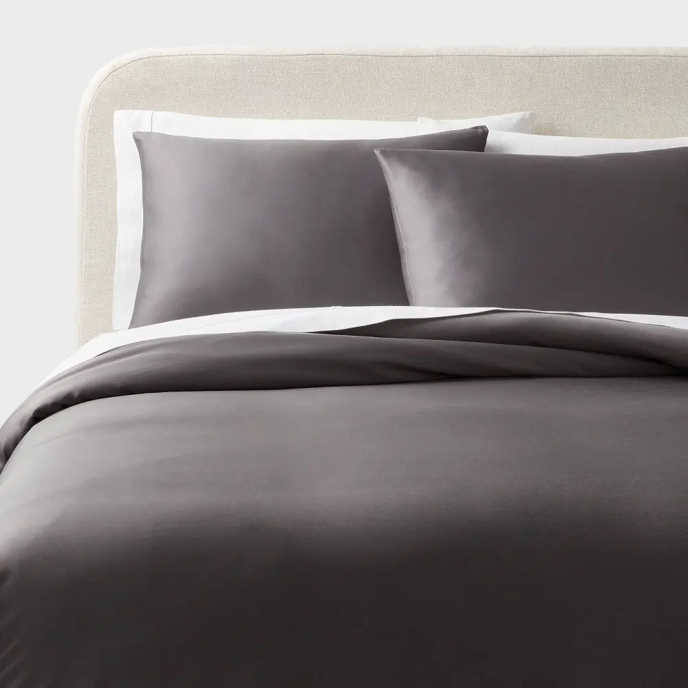 King TENCEL Duvet Cover and Sham Set Dark Gray - Threshold